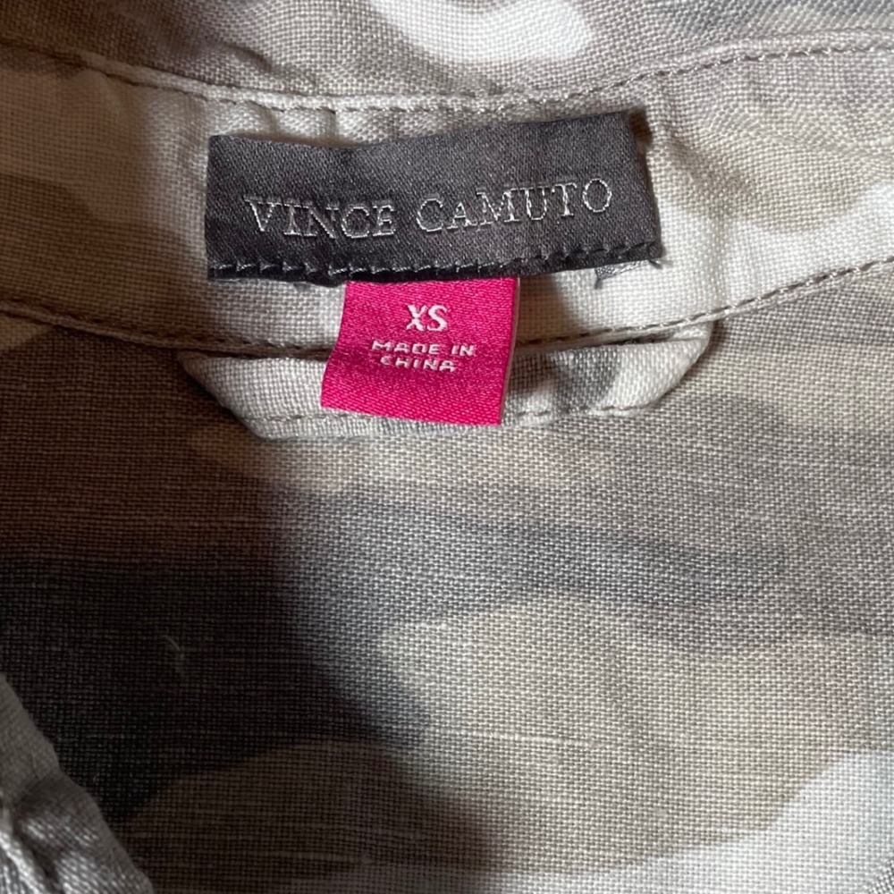 Vince Camuto Camo Print Shirt Dress Womens XS Grey Beige‎ Cotton Lyocell Relaxed - Picture 4 of 7